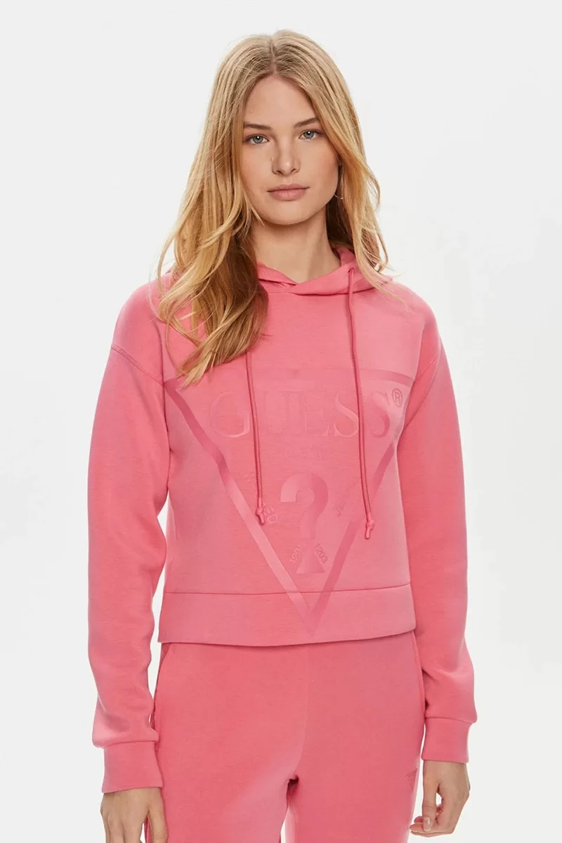 Guess New Alısa Hooded Sweatshırt Kadın Pembe Sweatshirt V2YQ08K7UW2-G65P