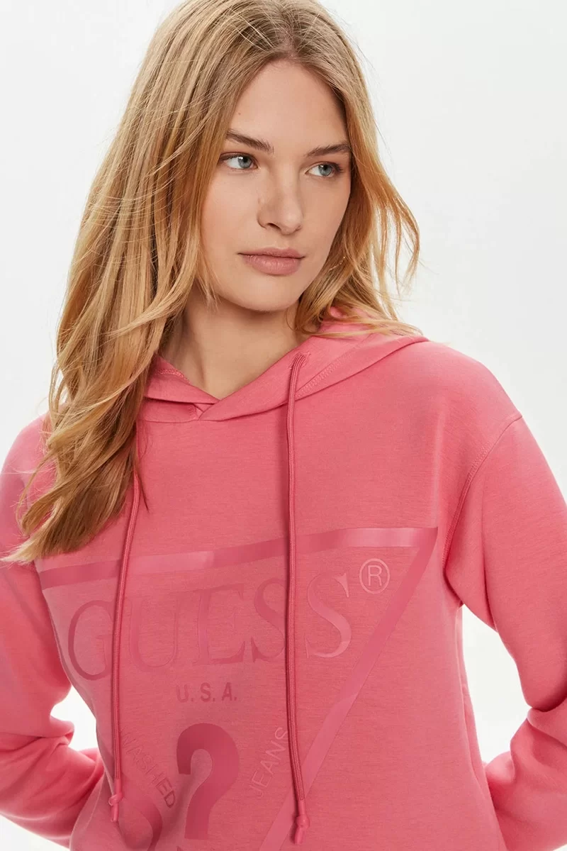 Guess New Alısa Hooded Sweatshırt Kadın Pembe Sweatshirt V2YQ08K7UW2-G65P