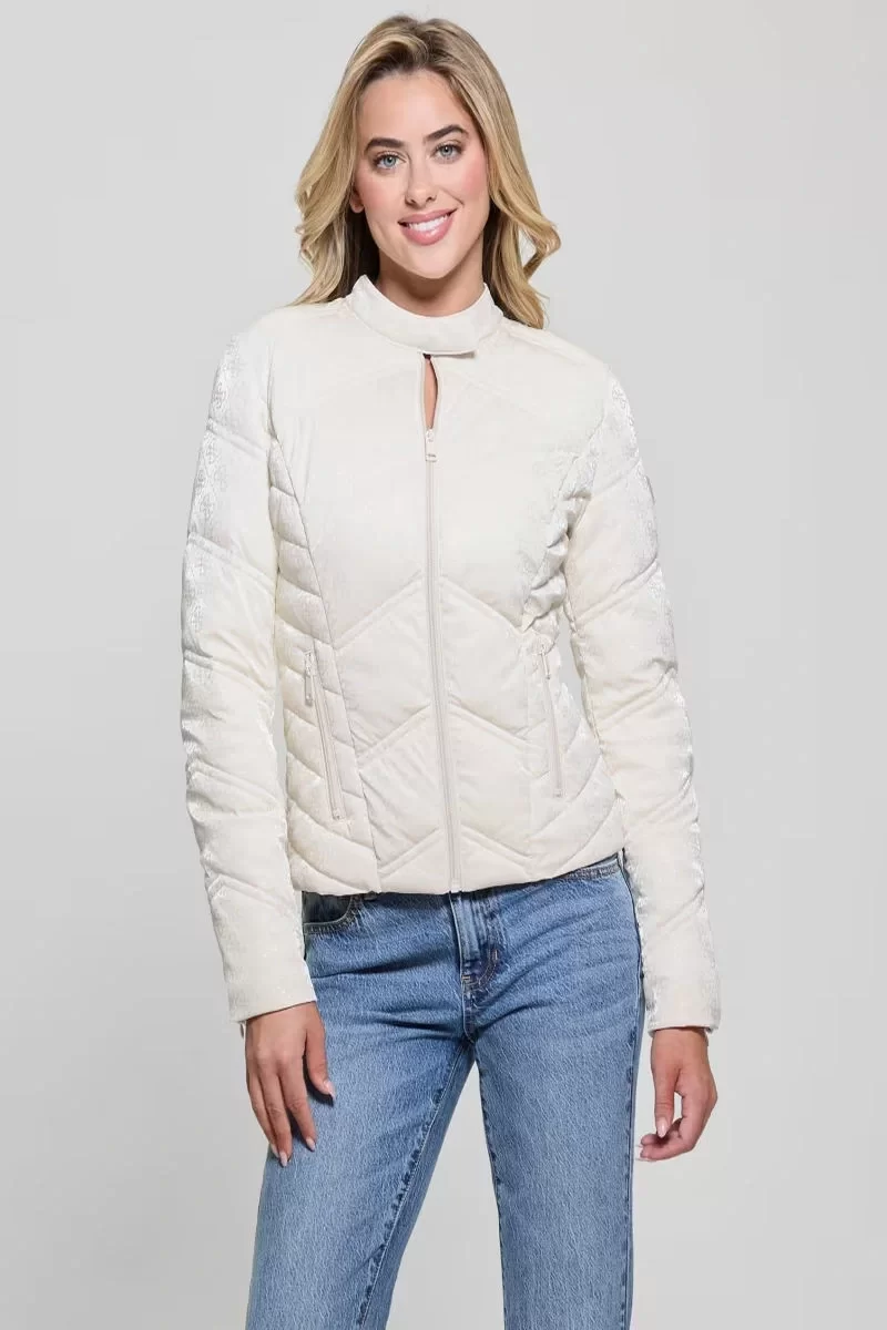 Guess New Vona Logo Jacket Kadın Beyaz Ceket W5RL00WGV30-G012