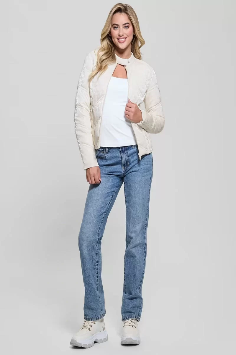 Guess New Vona Logo Jacket Kadın Beyaz Ceket W5RL00WGV30-G012