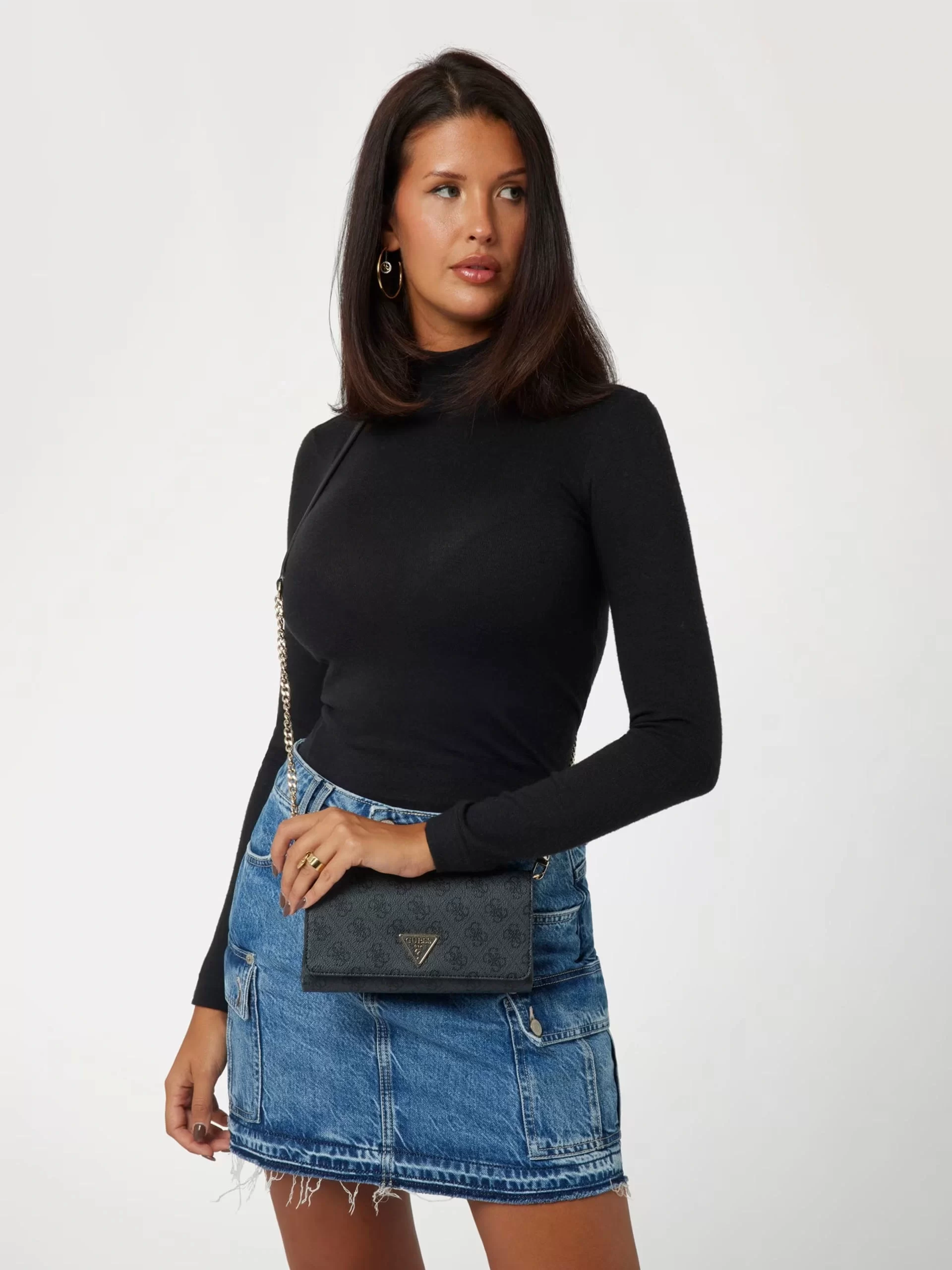 Guess NOELLE XBODY FLAP ORGANIZER Kadın Antrasit Mini Çanta HWBG7879750-CLO