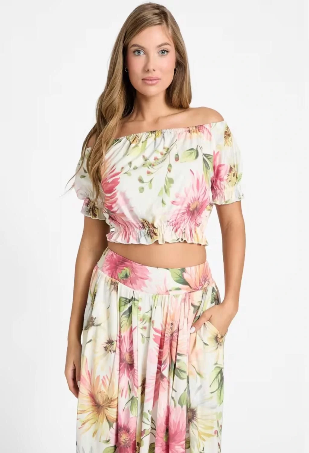 Guess Off Shoulder Elodıe Top Kadın Çok Renkli Bluz W5GH61WH4S2-P0IY