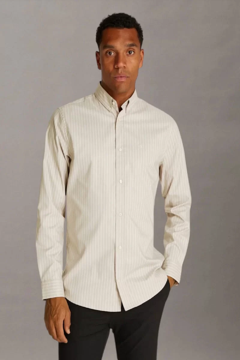 Calvin Klein OXFORD STRETCH STRIPE SHIRT Erkek  Gömlek K10K113821-RAJ