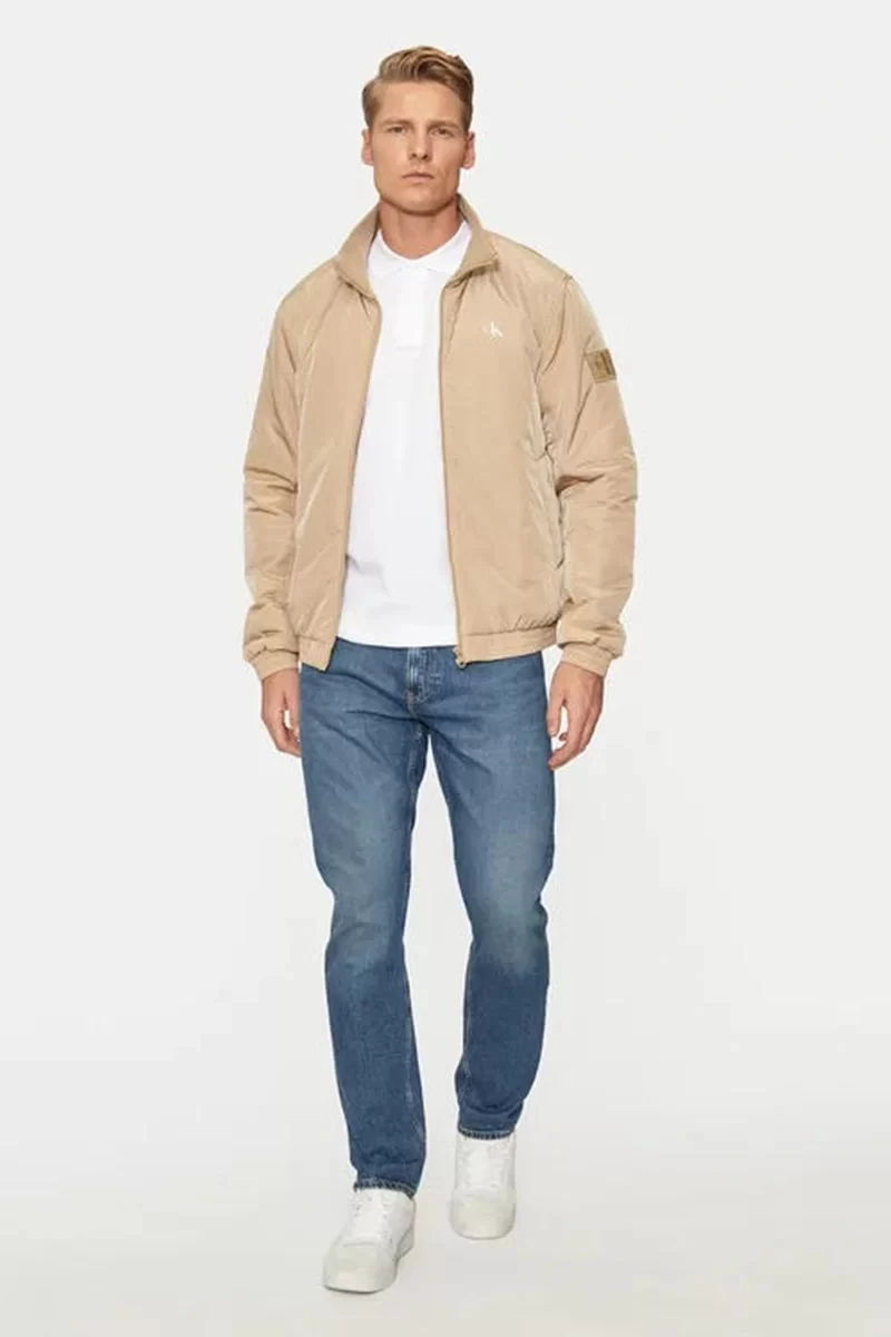 Calvin Klein Erkek Fermuarlı Bej Bomber Ceket