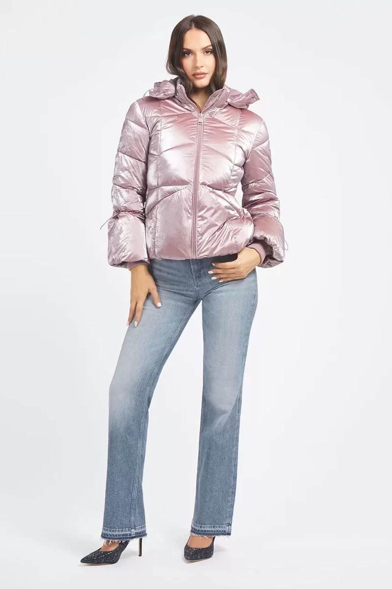 Guess Ayna Kaplama Görünümlü Kadın Pembe Şişme Mont  W3BL25WFR90-F6I0