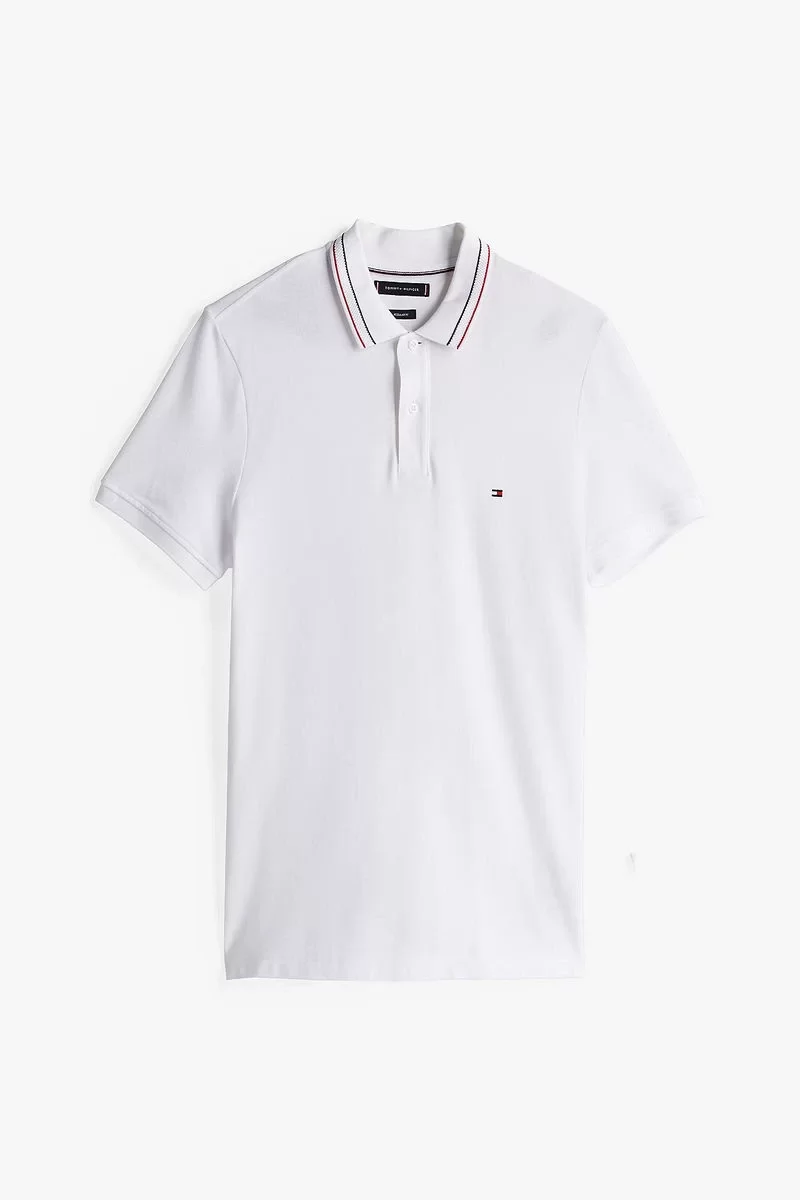 Tommy Hilfiger PLACKET INTEREST REG POLO Erkek beyaz T-shirt MW0MW38459YBR