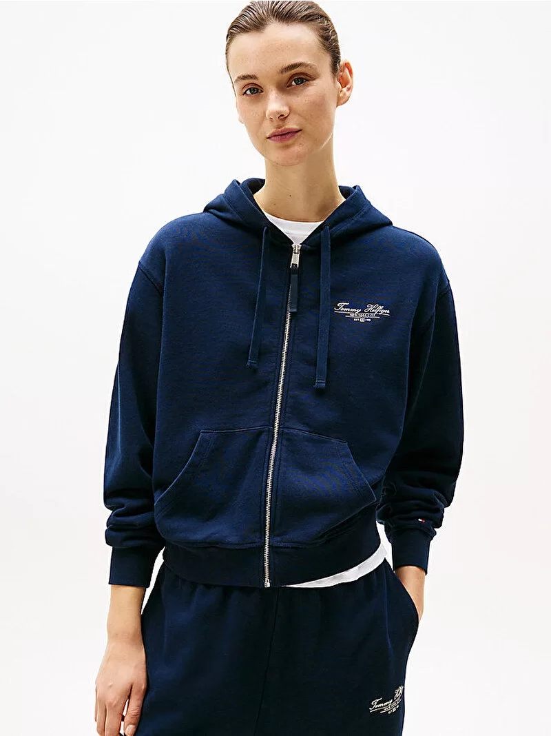 Tommy Hilfiger REG SCRIPT ZIP HOODIE Kadın  Eşofman Üstü WW0WW44632C1G