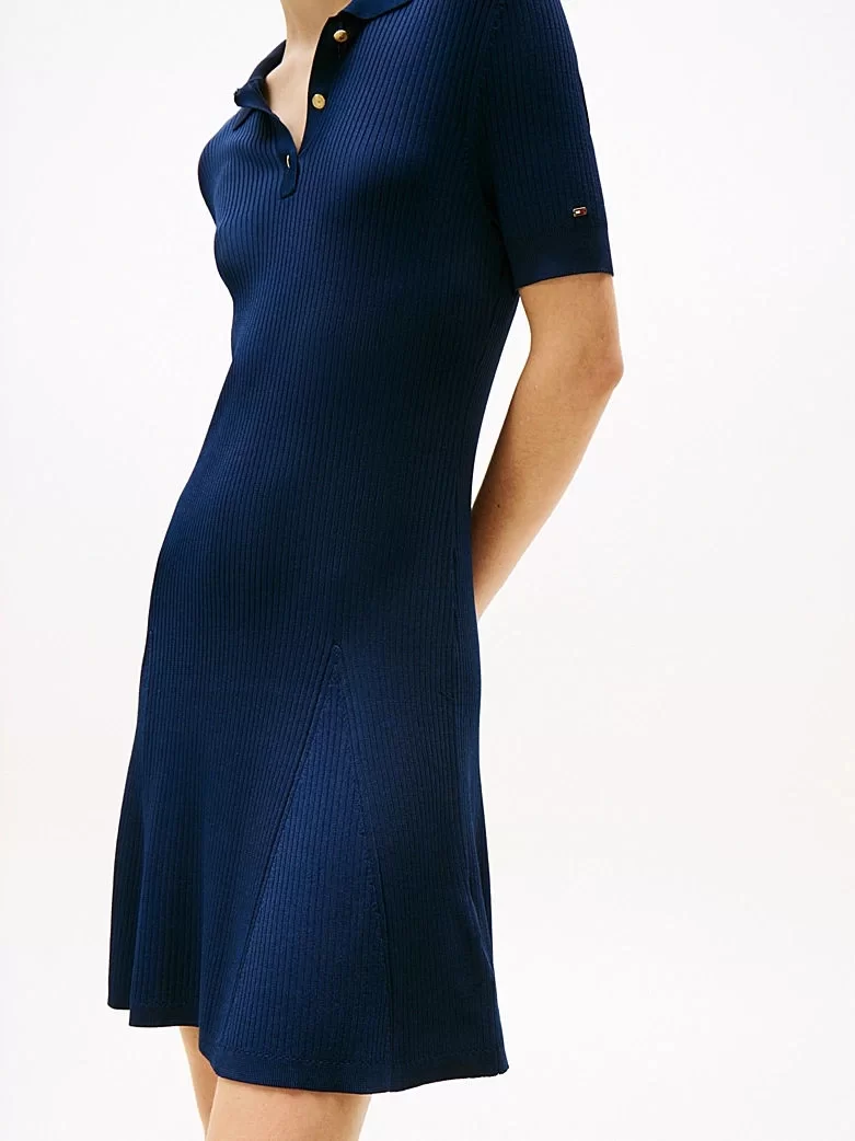 Tommy Hilfiger RIB BUTTON F&F POLO SWT DRESS Kadın  Elbise WW0WW45512C1G