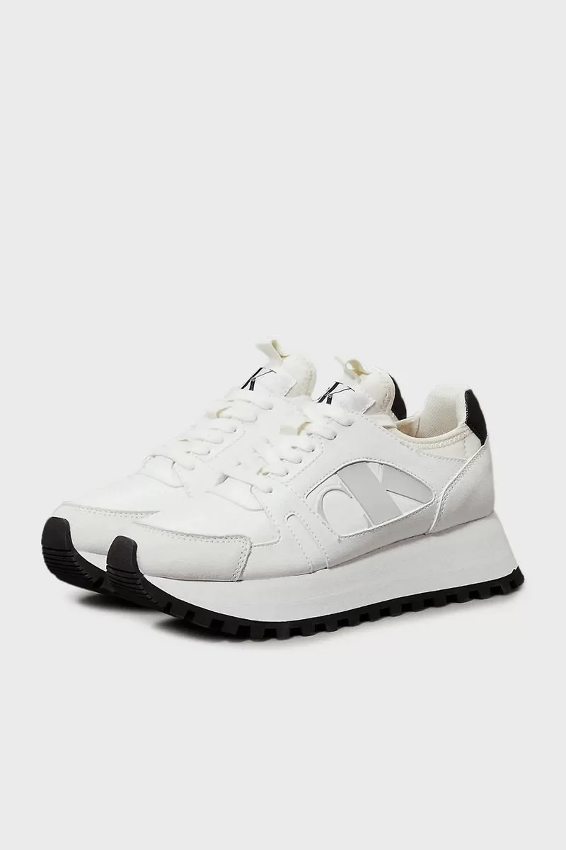 Calvin Klein RUNNER LOW LACEUP MIX NBS Kadın Siyah - Beyaz Sneaker YW0YW01642-01W