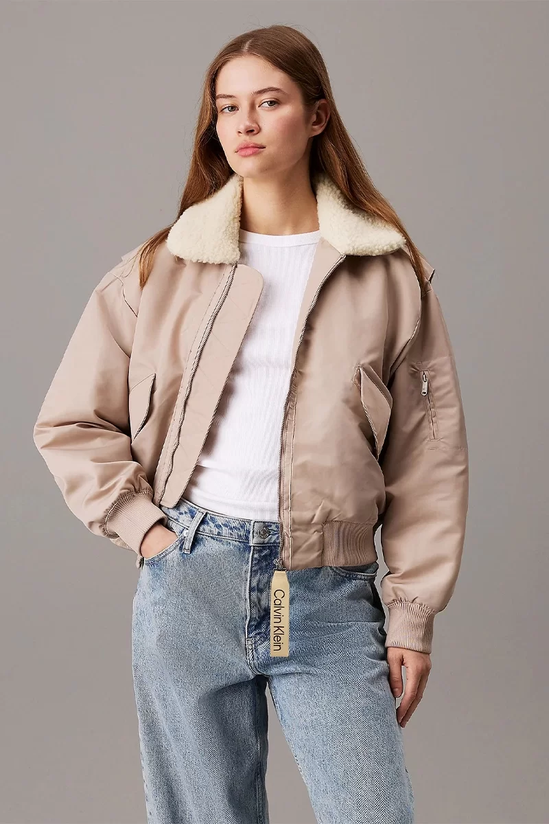 CK Jeans SATIN AVIATOR Kadın GRİ Mont J20J224115-PCF
