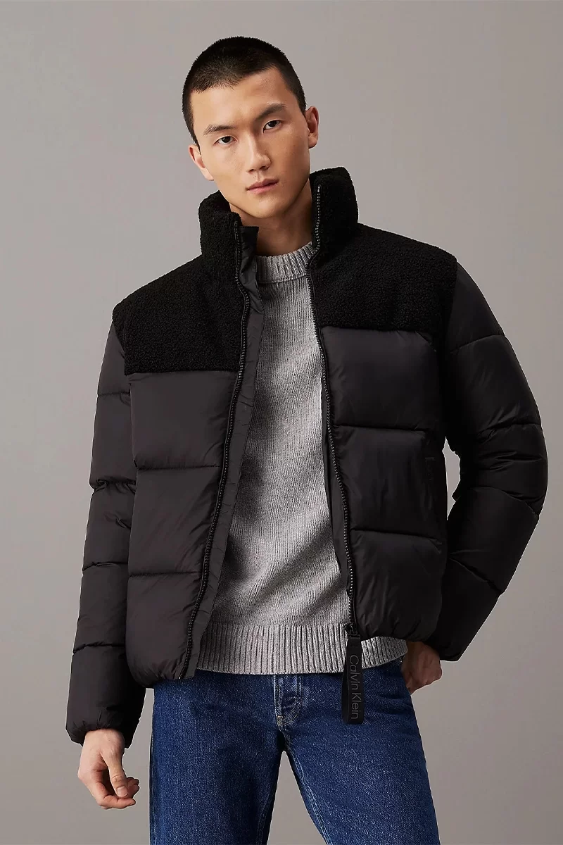 CK Jeans SHERPA PUFFER JACKET Erkek SİYAH Mont J30J326091-BEH