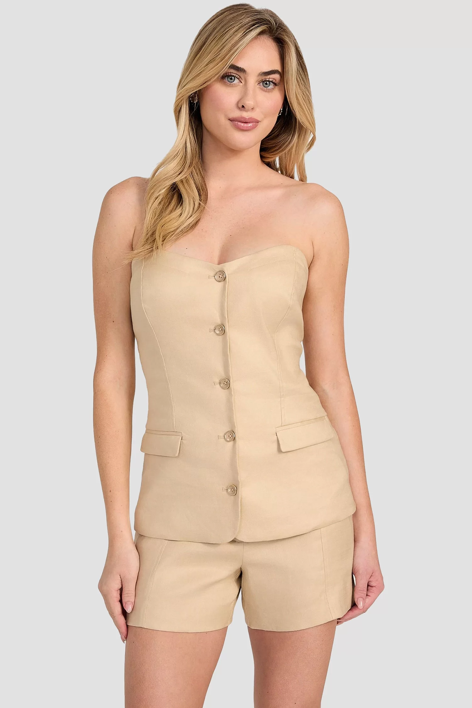 Guess SL ISABEAU CORSET TOP Kadın Kahverengi Bluz W5GH0LWH5L2-G1L7