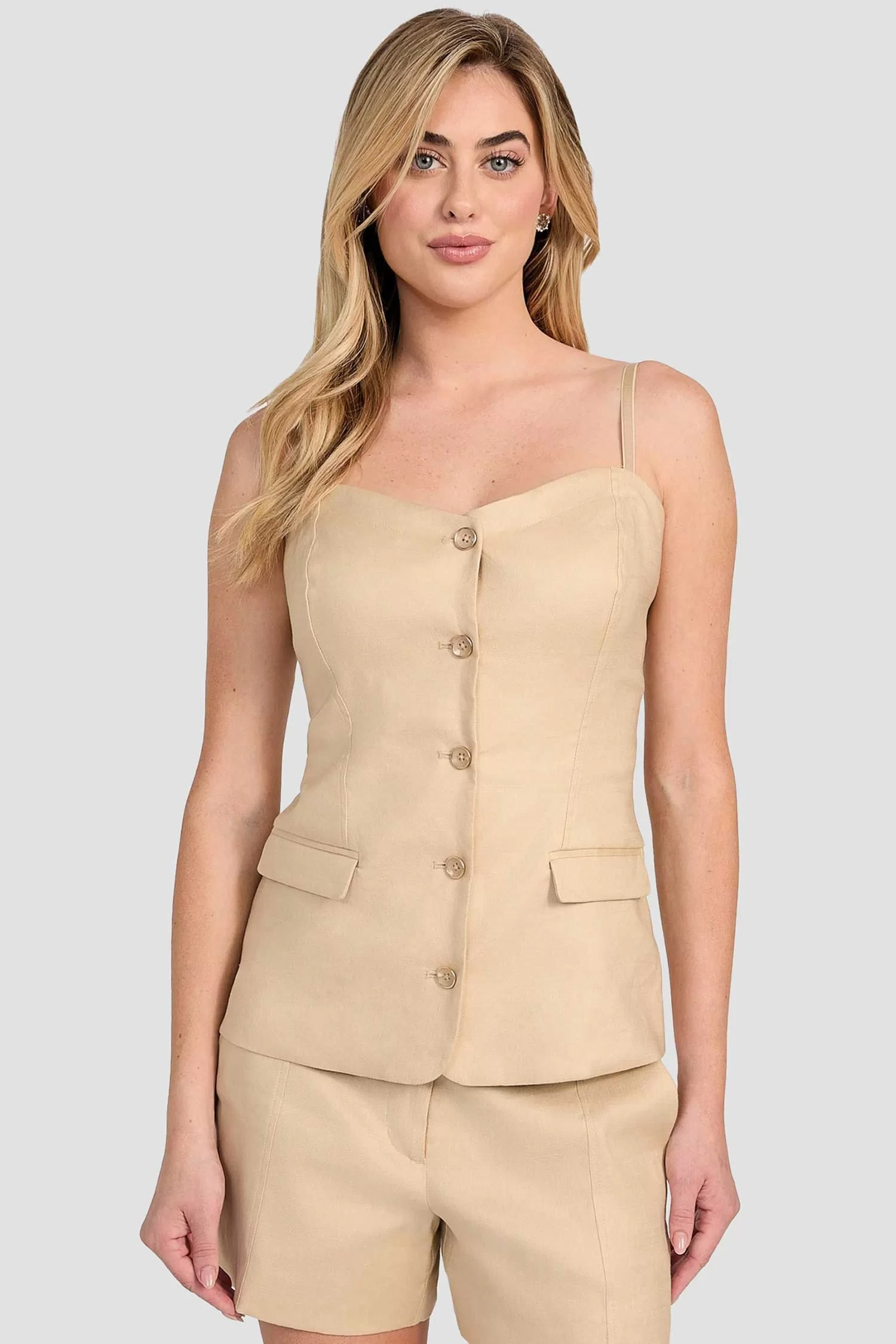 Guess SL ISABEAU CORSET TOP Kadın Kahverengi Bluz W5GH0LWH5L2-G1L7