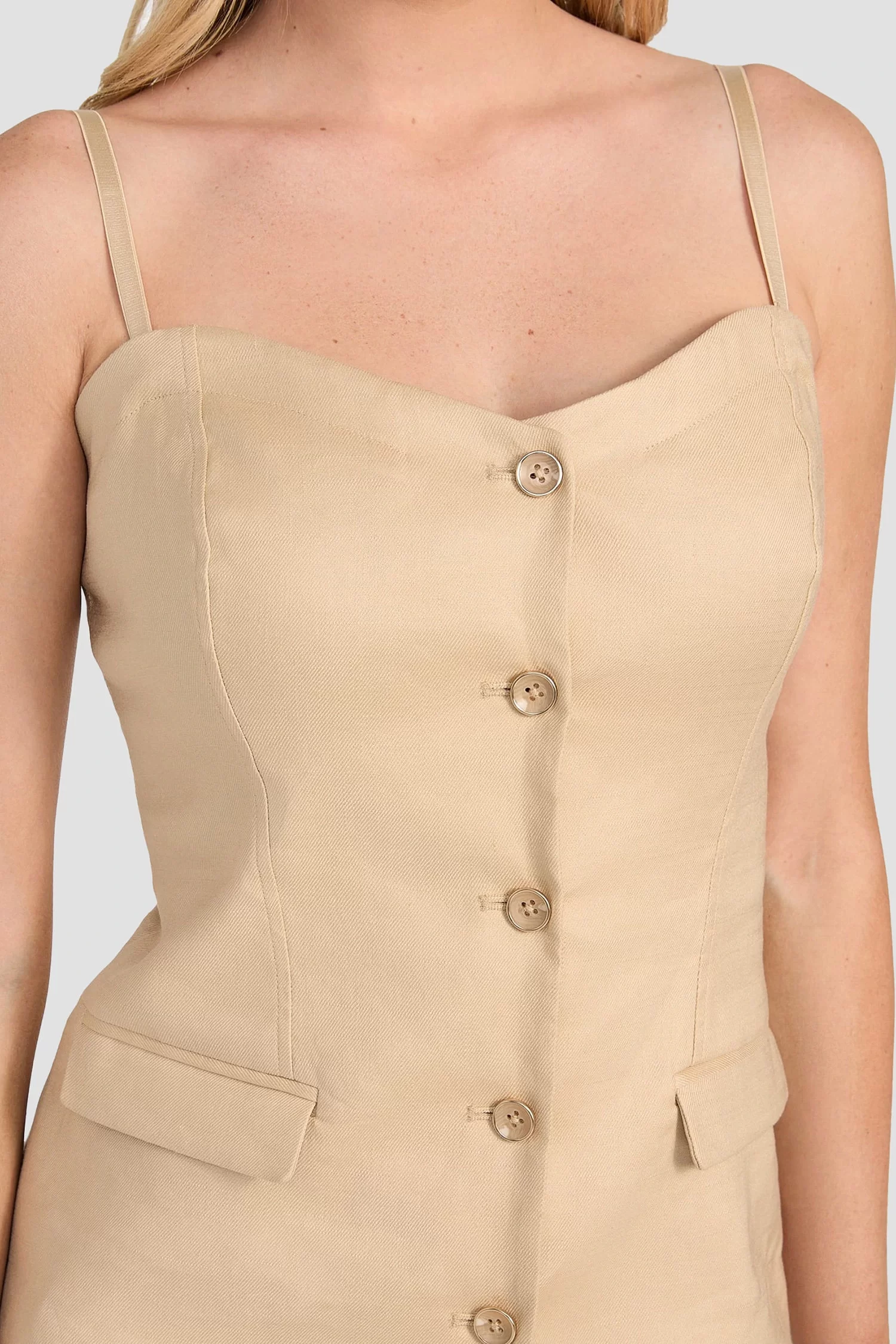 Guess SL ISABEAU CORSET TOP Kadın Kahverengi Bluz W5GH0LWH5L2-G1L7