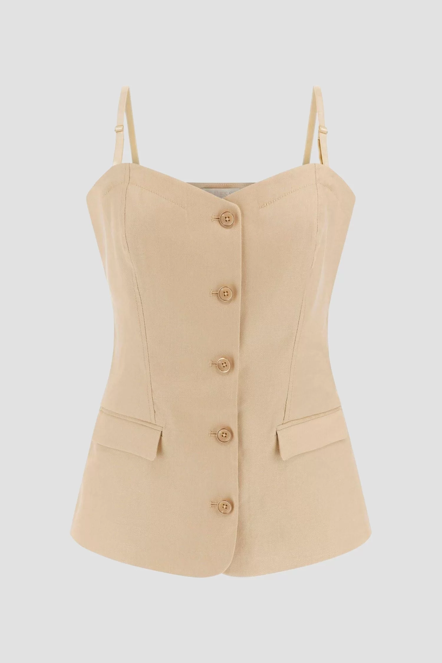 Guess SL ISABEAU CORSET TOP Kadın Kahverengi Bluz W5GH0LWH5L2-G1L7