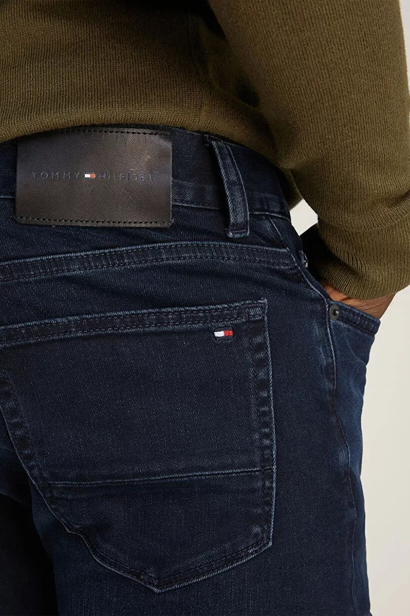 Tommy Hilfiger SLIM BLEECKER PSTR BLUE-BLACK Erkek  Jeans MW0MW378131BN