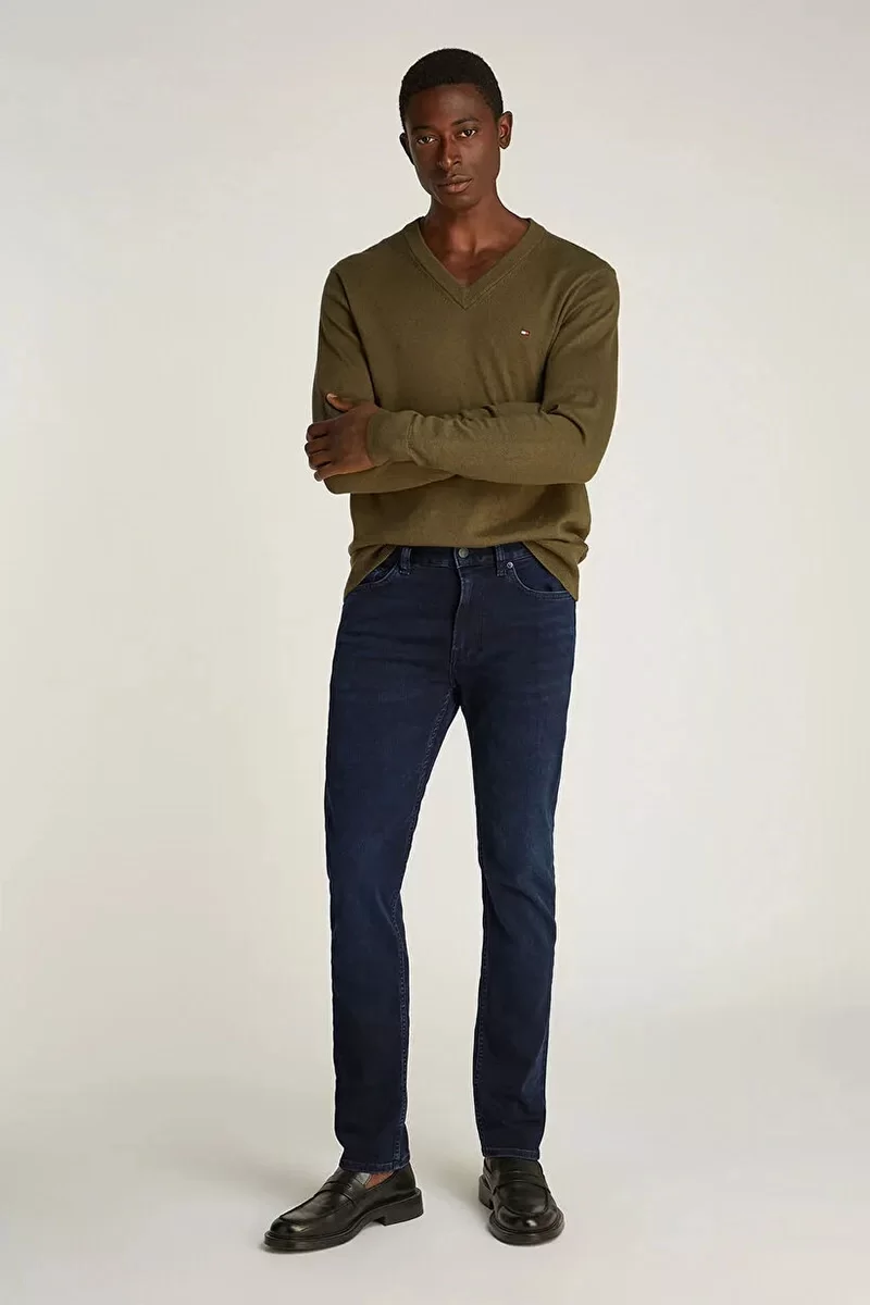 Tommy Hilfiger SLIM BLEECKER PSTR BLUE-BLACK Erkek  Jeans MW0MW378131BN