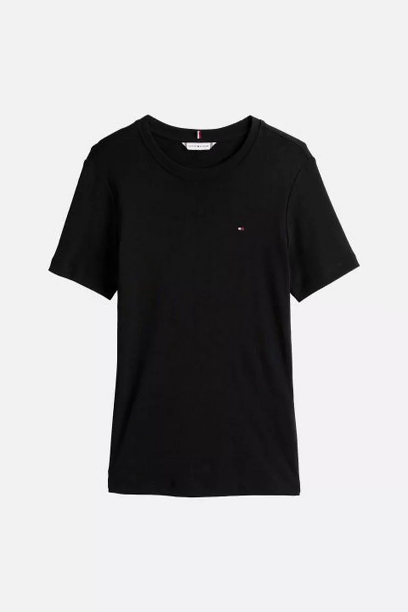Tommy Hilfiger SLIM CODY C-NK SS Kadın siyah T-shirt WW0WW40587BDS