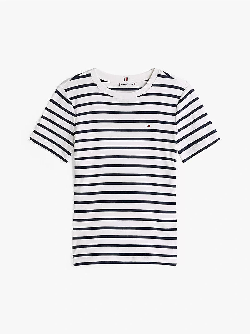 Tommy Hilfiger Kadın Beyaz Slim Fit Kısa Kollu Tişört