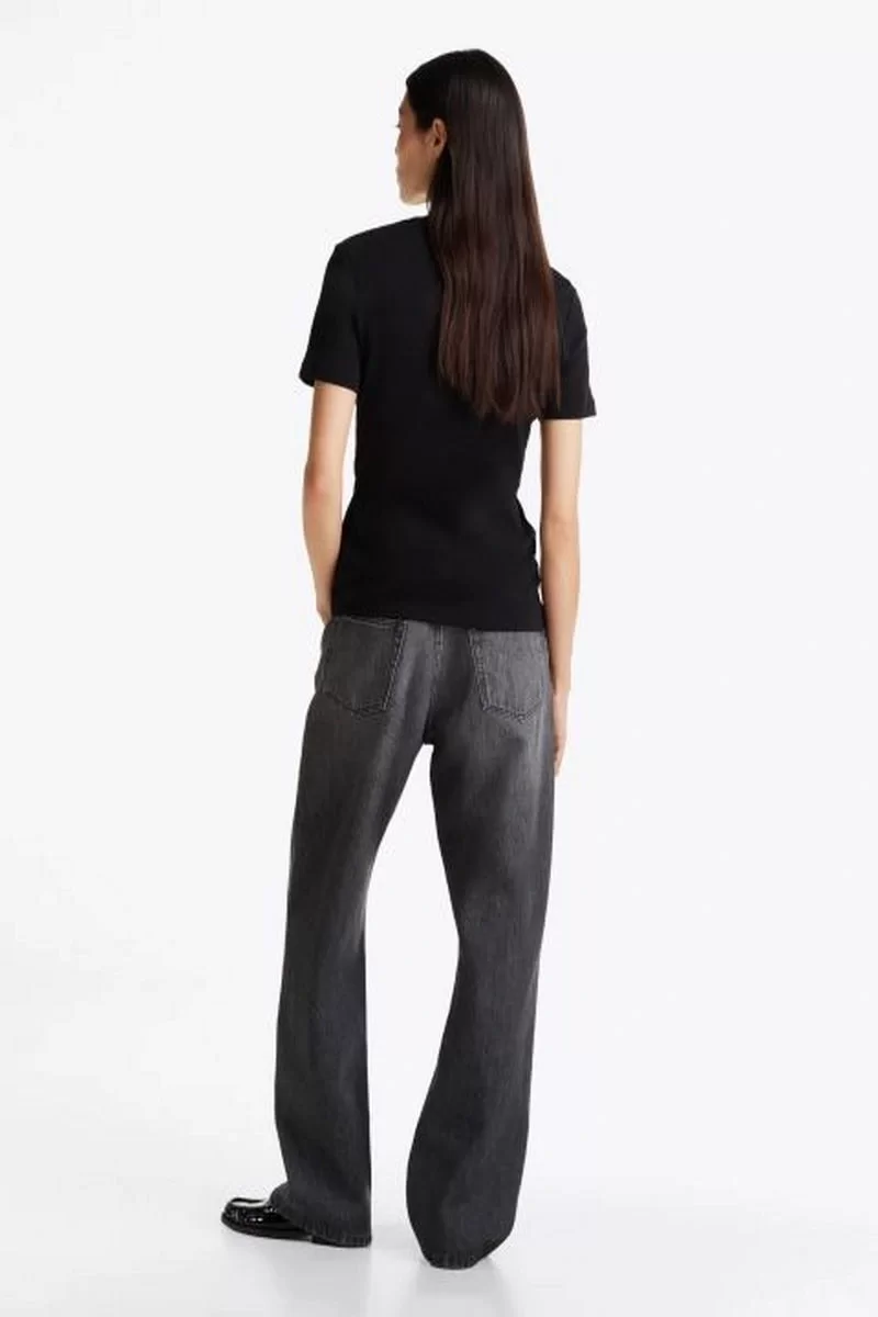 Tommy Hilfiger SLIM CODY C-NK SS Kadın siyah T-shirt WW0WW40587BDS