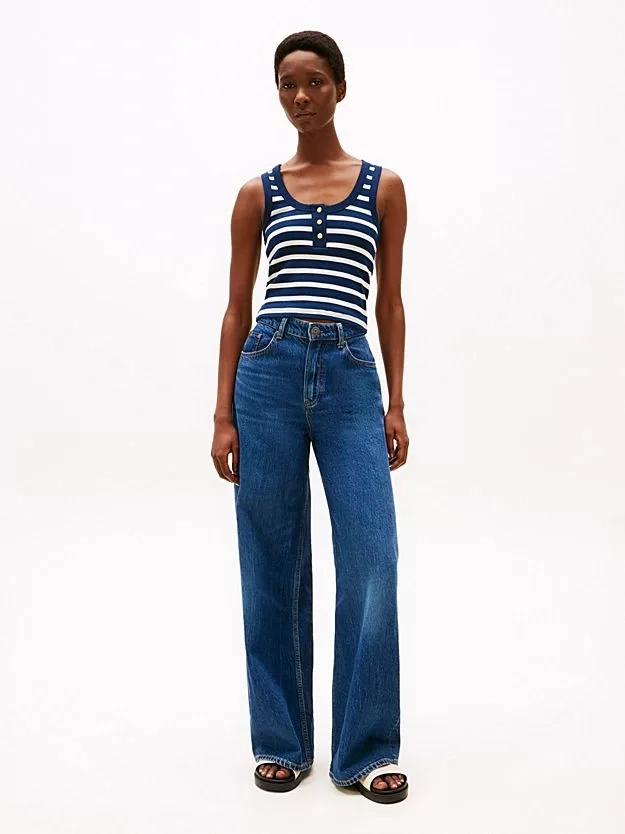 Tommy Hilfiger SLIM HENLEY GB SCOOP-NK TANK TOP Kadın  Atlet WW0WW439200A4
