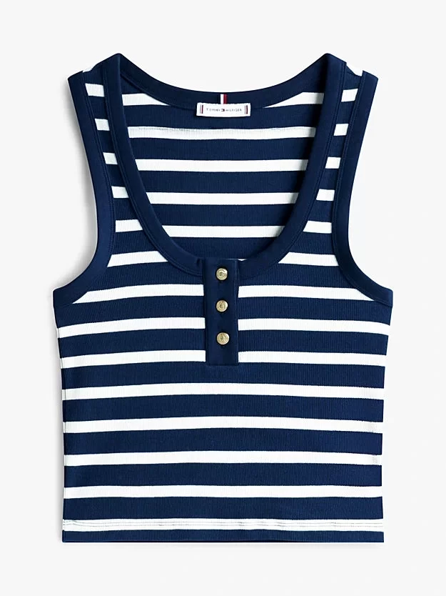 Tommy Hilfiger SLIM HENLEY GB SCOOP-NK TANK TOP Kadın  Atlet WW0WW439200A4
