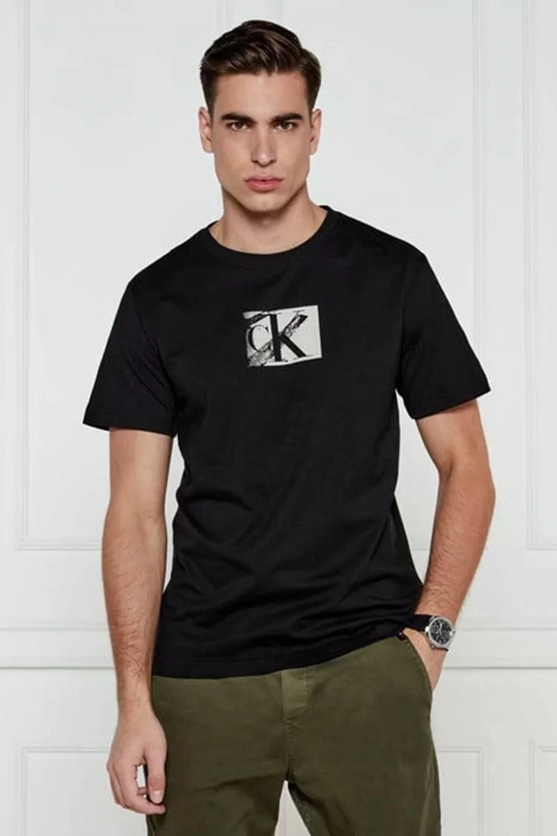 CK Jeans SMALL CK BOX TEE Erkek  T-shirt J30J327077-BEH