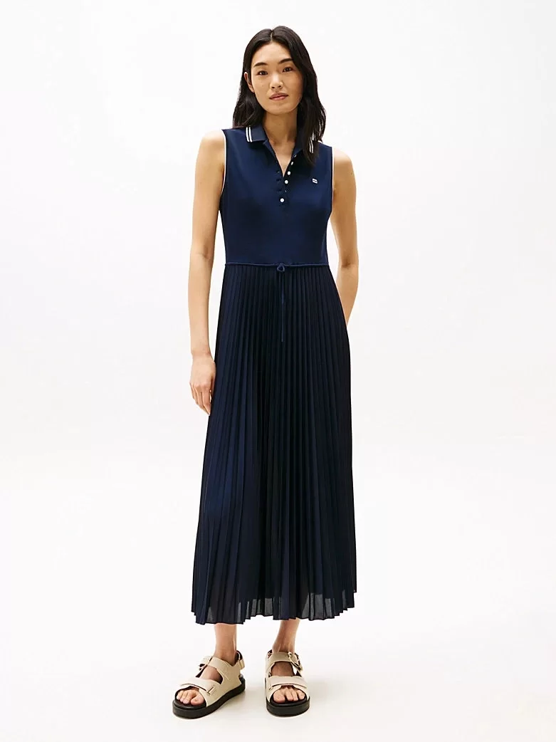Tommy Hilfiger SPORTY PLEATED POLO DRESS NS Kadın  Elbise WW0WW45167C1G