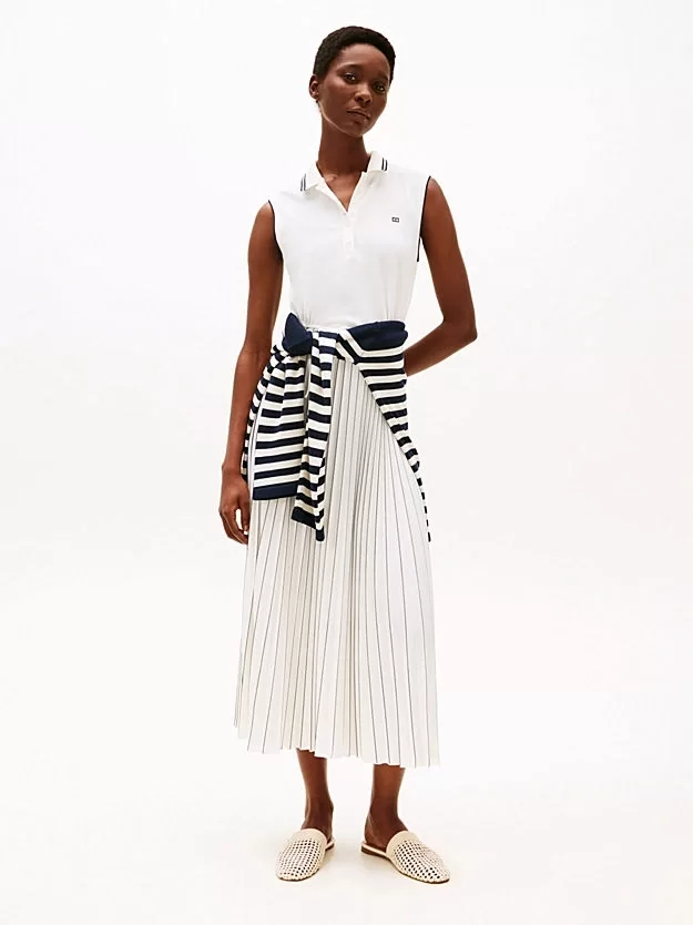 Tommy Hilfiger SPORTY PLEATED POLO DRESS NS Kadın  Elbise WW0WW45167YBL