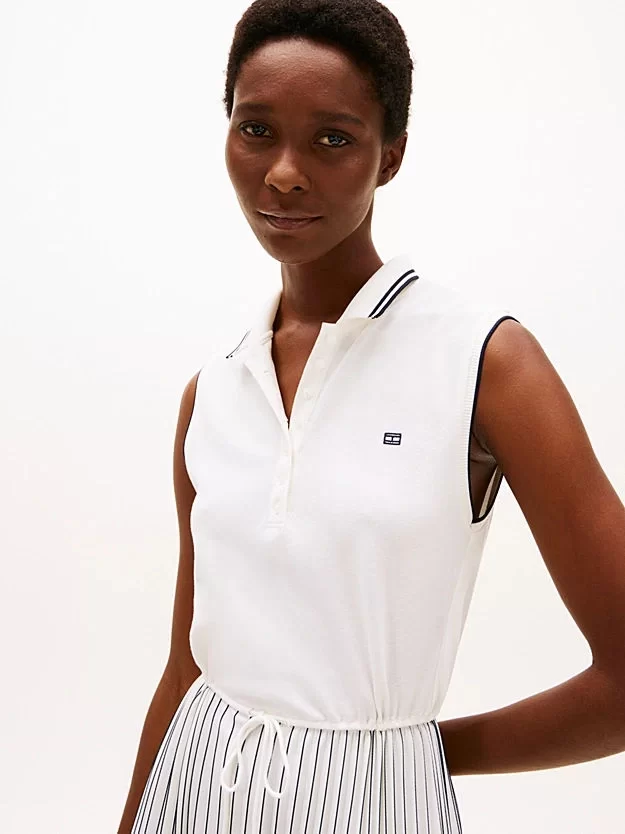 Tommy Hilfiger SPORTY PLEATED POLO DRESS NS Kadın  Elbise WW0WW45167YBL