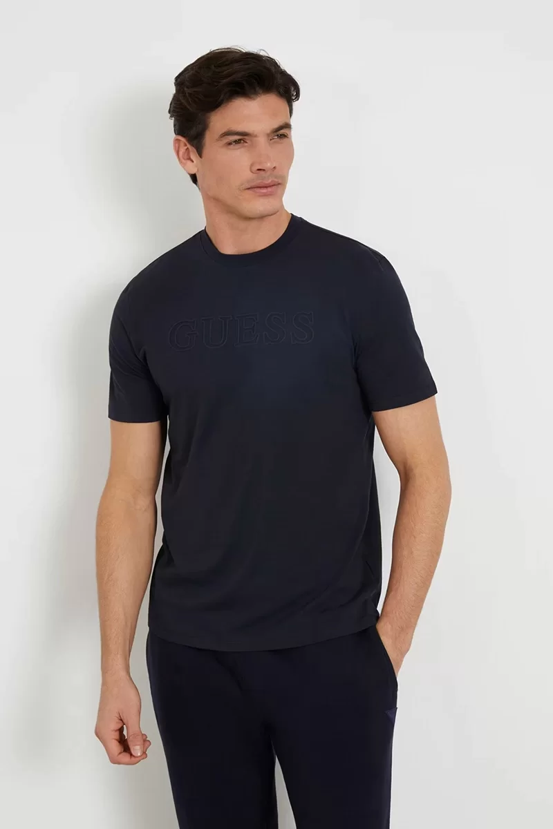 Guess SS ALPHY T-SHIRT Erkek Lacivert T-shirt Z2YI11J1314-DPM