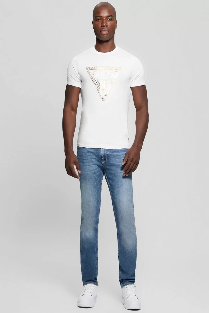 Guess Ss Bsc Chaın Trı Logo Tee Erkek Beyaz T-Shirt M5RI49K9RM1-G011