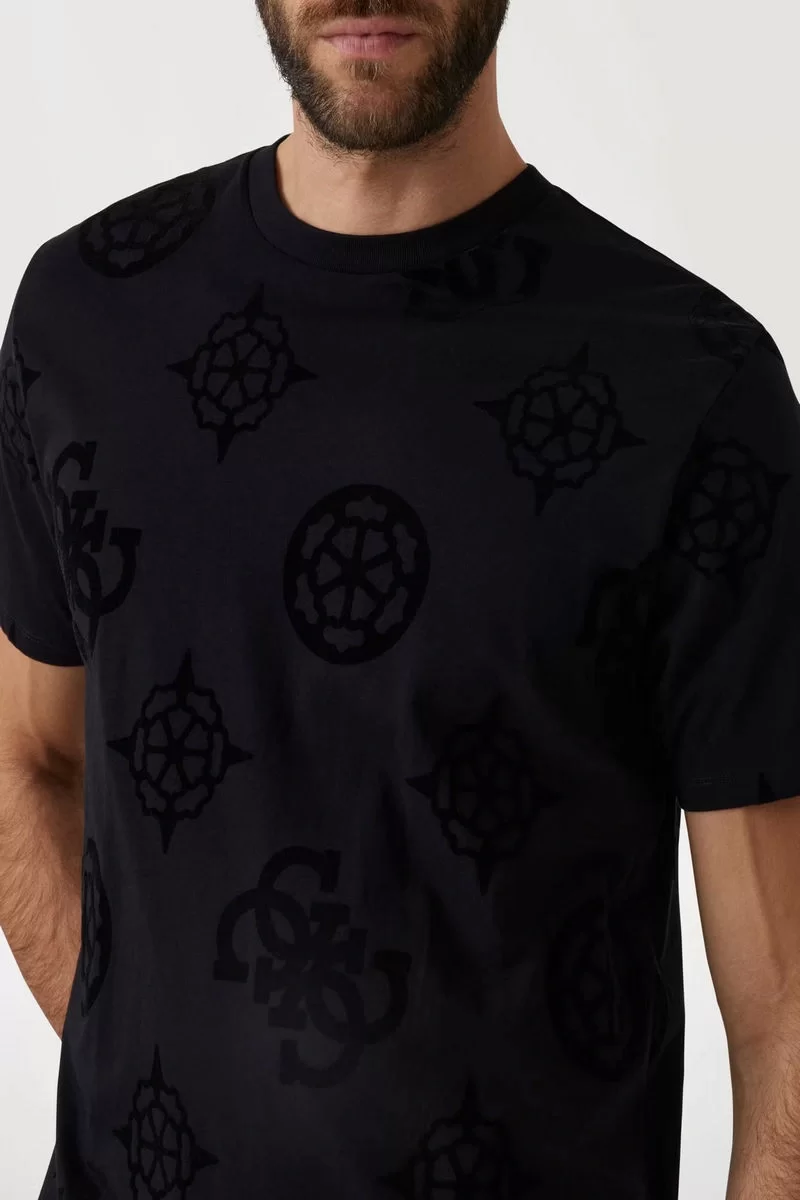 Guess Ss Bsc Guess Peony Prınt Tee Erkek Siyah T-Shirt M5RI46KBW41-JBLK
