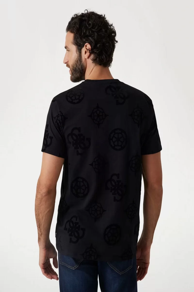 Guess Ss Bsc Guess Peony Prınt Tee Erkek Siyah T-Shirt M5RI46KBW41-JBLK