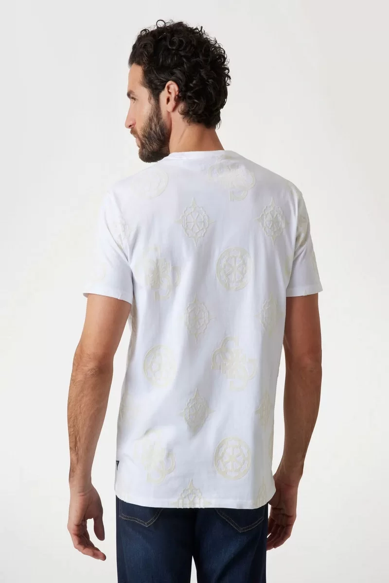 Guess SS BSC GUESS PEONY PRINT TEE Erkek Beyaz T-shirt M5RI46KBW41-G011
