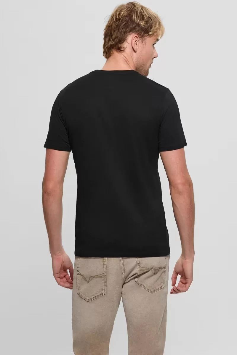 Guess SS BSC VELVET LOGO TEE Erkek Siyah T-shirt M5RI50K9RM1-JBLK