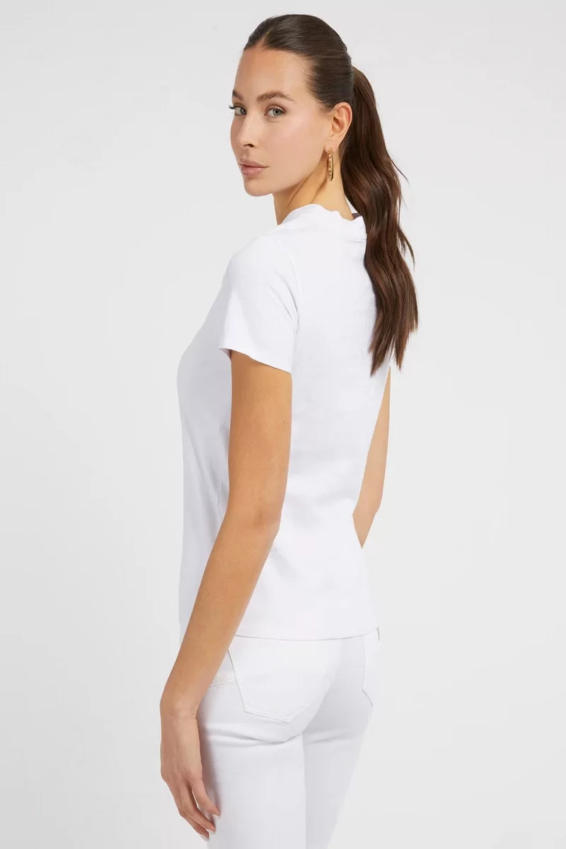 Guess Ss Classıc Fıt Logo Tee Kadın Beyaz T-Shirt W2BI69K8FQ1-G011
