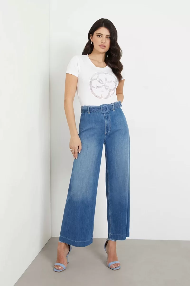 Guess SS CN 4G LOGO TEE Kadın Beyaz T-shirt W4GI29J1314-G011