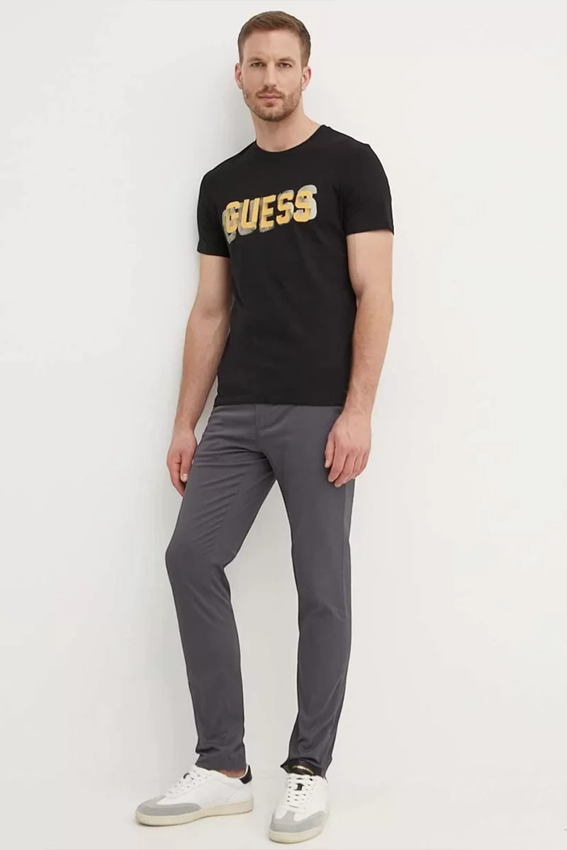 Guess Ss Cn Guess Logo Tee Erkek Siyah T-Shirt M4YI15I3Z14-JBLK
