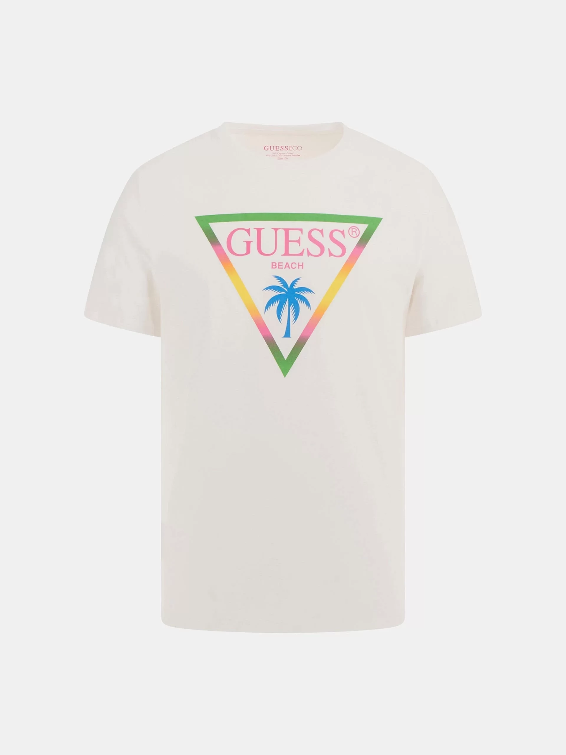 Guess SS CN TRIANGLE PALM TEE Erkek Beyaz T-shirt F5GI00J1314-G011