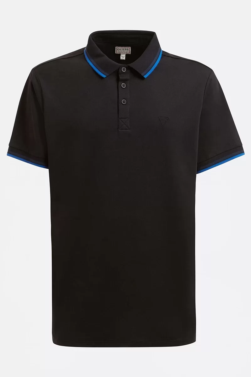 Guess Ss Sports Pıque Trngl Polo Erkek Siyah T-Shirt M2GP34KARS0-JBLK