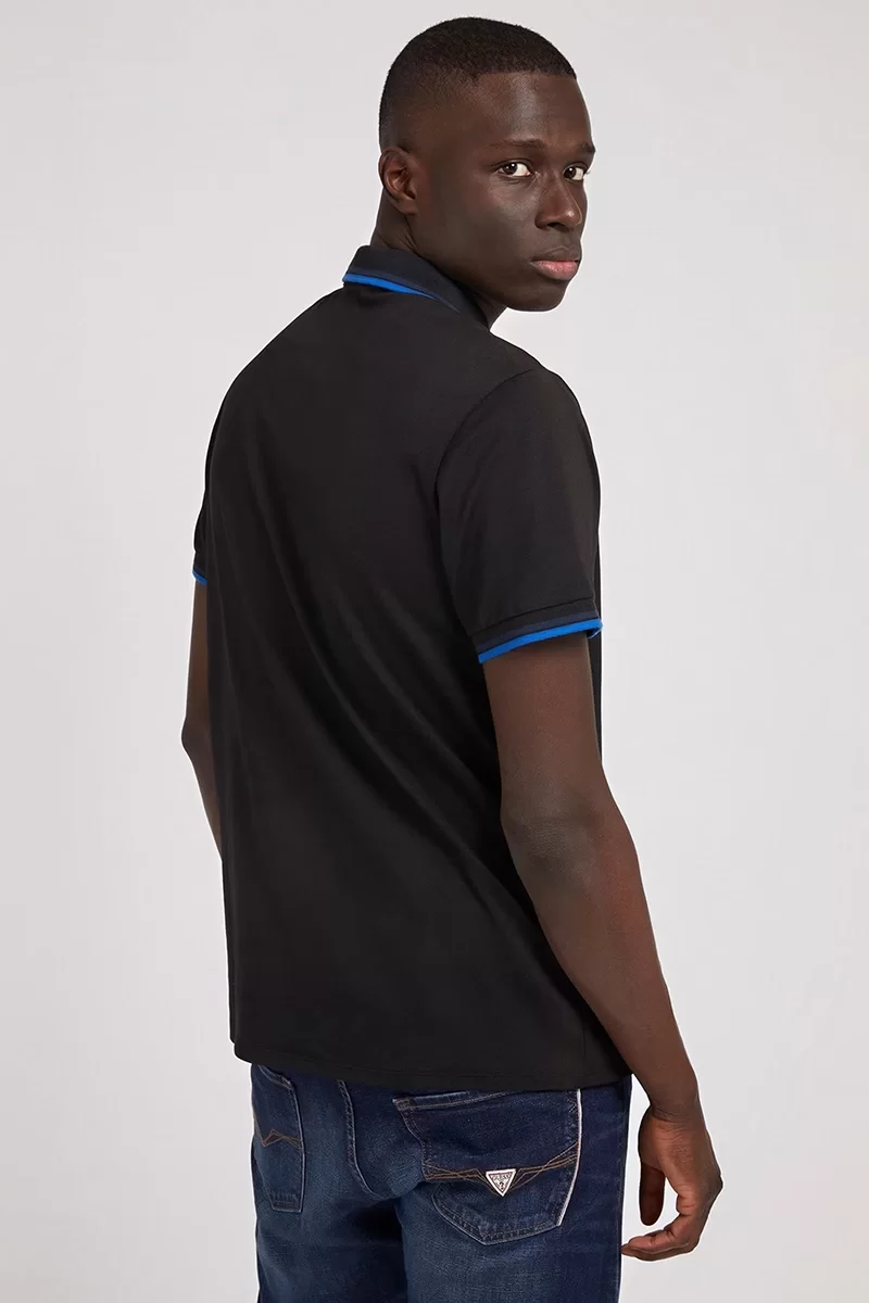 Guess Ss Sports Pıque Trngl Polo Erkek Siyah T-Shirt M2GP34KARS0-JBLK
