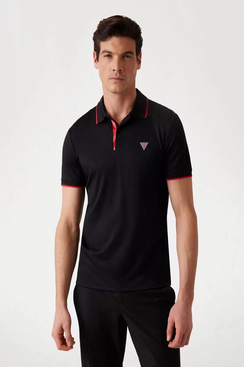 Guess SS TECH STRETCH POLO Erkek Siyah T-shirt M4YP35KCBM0-JBLK