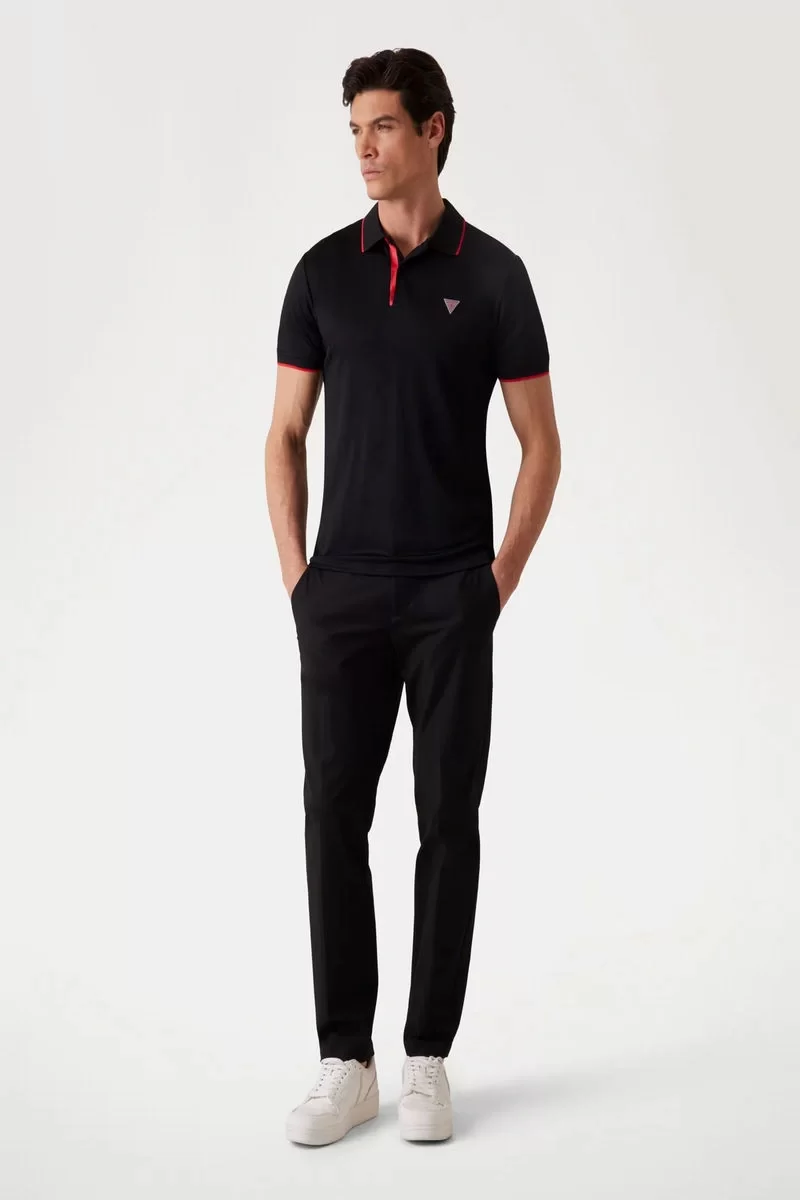 Guess SS TECH STRETCH POLO Erkek Siyah T-shirt M4YP35KCBM0-JBLK