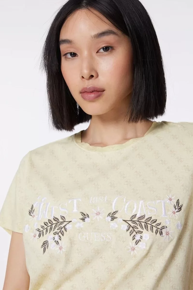 Guess SS WEST COAST LOGO E Kadın Sarı T-shirt W4GI48K9RM1-F1CC