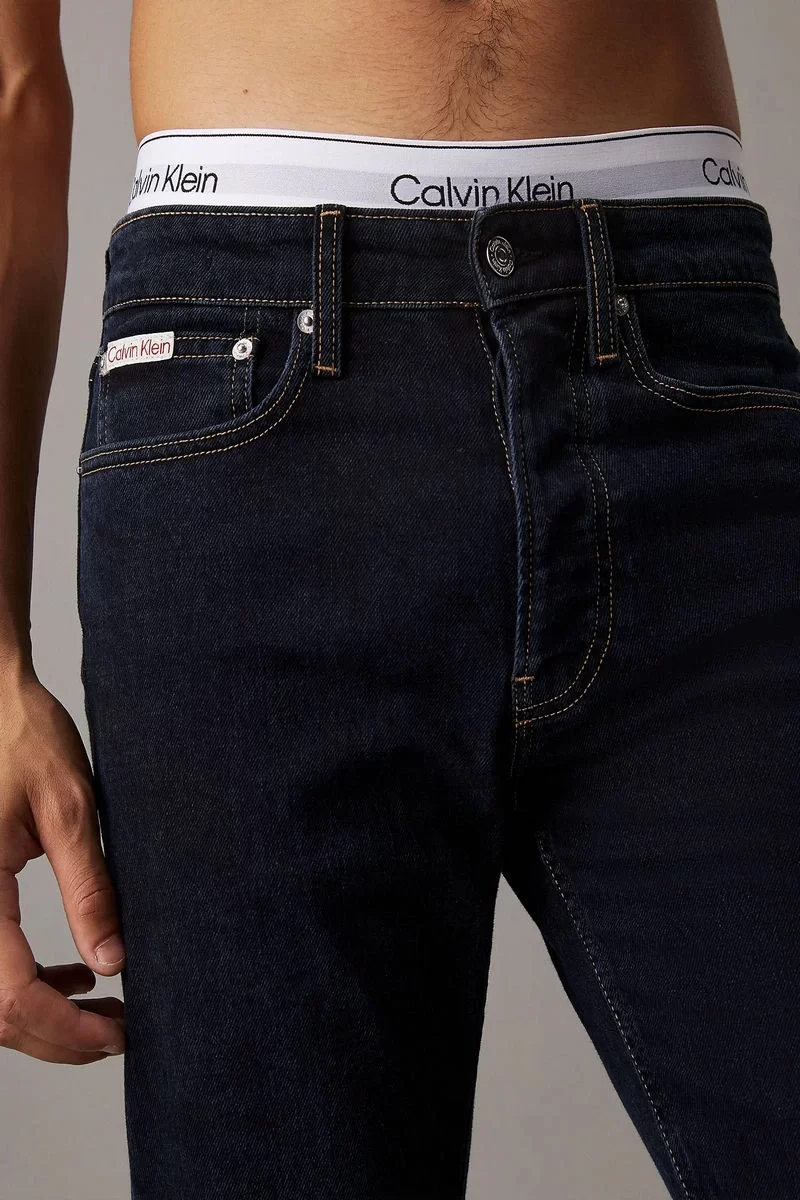 Calvin Klein Erkek Düşük Bel Rahat Lacivert Kot Pantolon