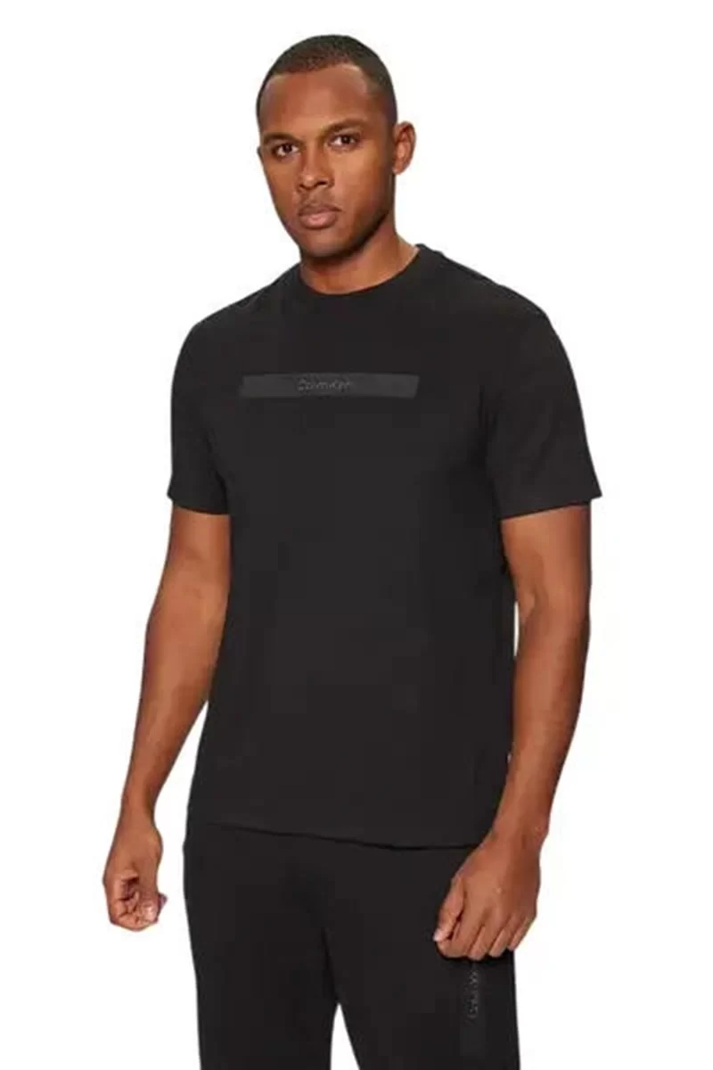 Calvin Klein Erkek Şerit Logolu Regular Fit Siyah T-shirt