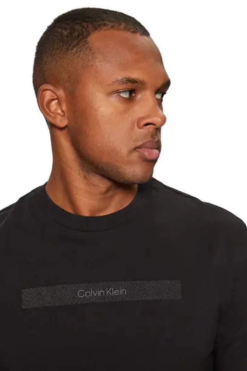 Calvin Klein Erkek Şerit Logolu Regular Fit Siyah T-shirt
