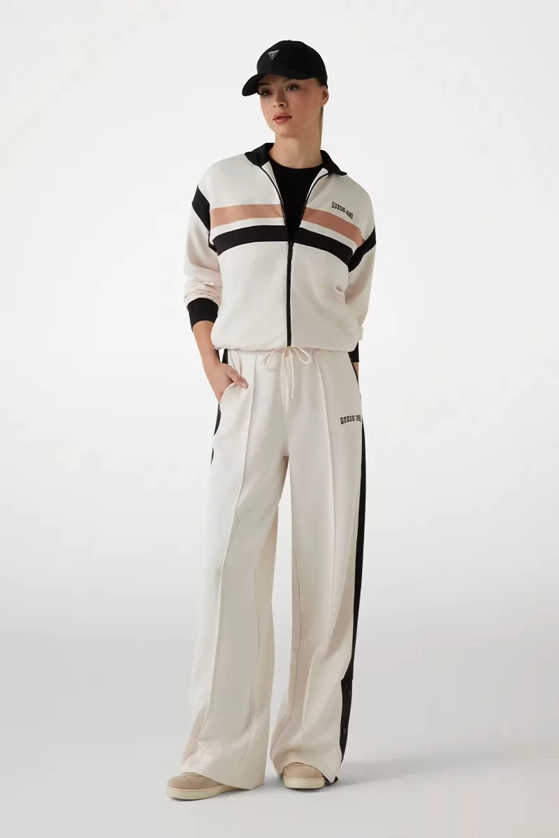 Guess Suzanne Full Zıp Sweatshırt Kadın Bej Eşofman Üstü V5RQ00KCO72-G6F4