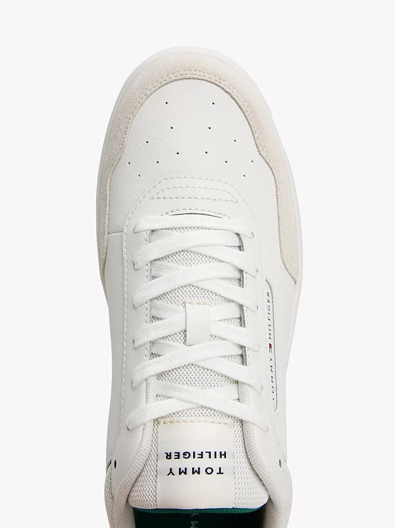 Tommy Hilfiger Erkek Beyaz Deri Karışımlı Basket Sneaker